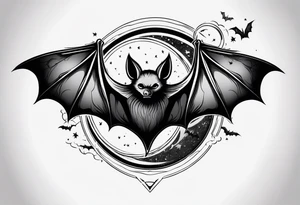 A bat wrapped in smoke with a moon tattoo idea