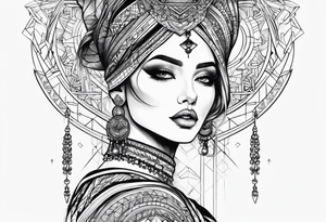 Geometric woman tattoo idea