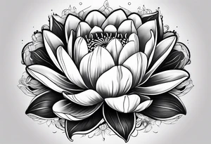 A bouquet with one water lily flower and one tulip tattoo idea