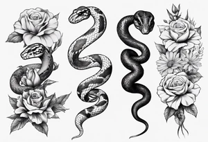 Snake wrapped around flowers tattoo idea