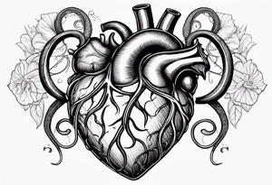 anatomical human Heart with tentacles tattoo idea