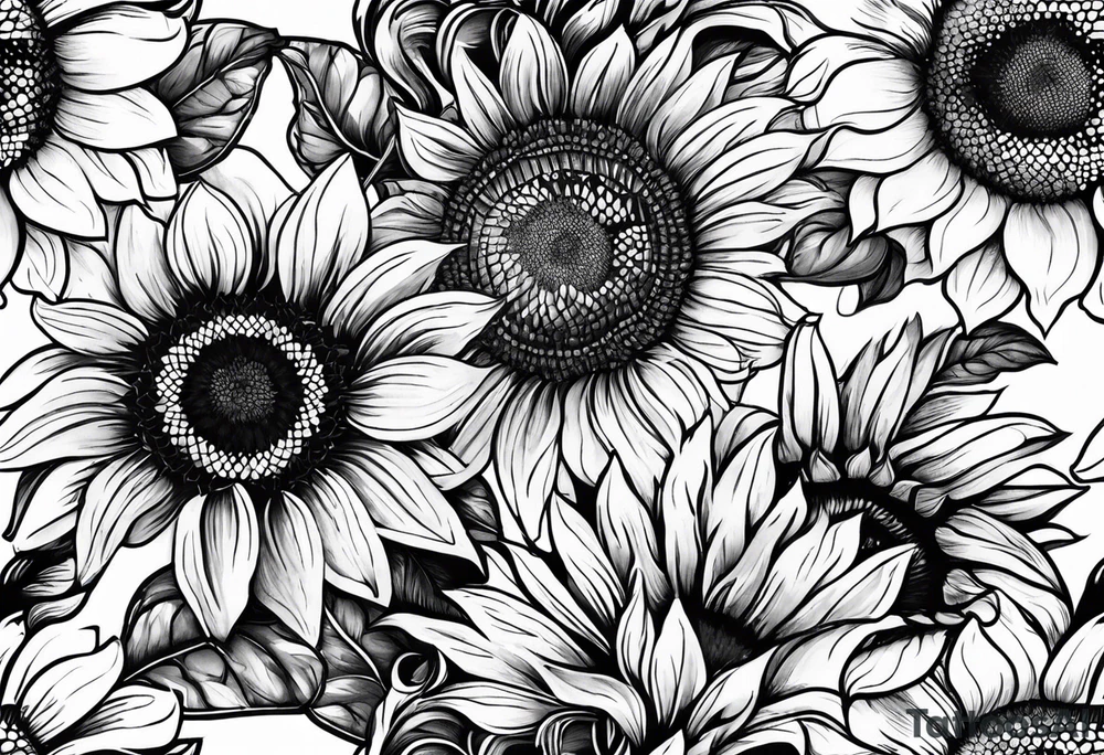 sketch sunflower tattoo idea