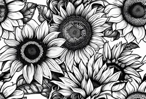 sketch sunflower tattoo idea