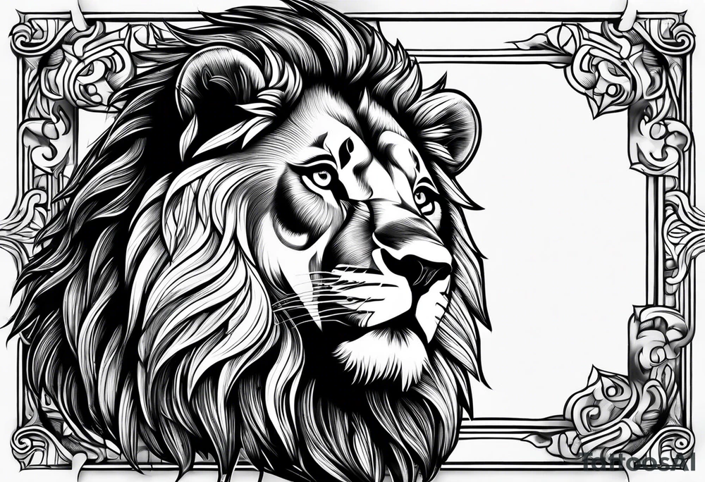realistic laying lion tattoo idea