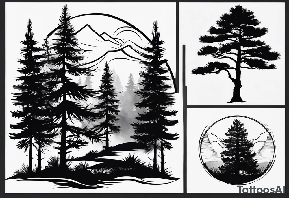 Pine tree silhoette tattoo idea