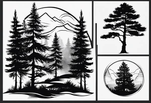Pine tree silhoette tattoo idea