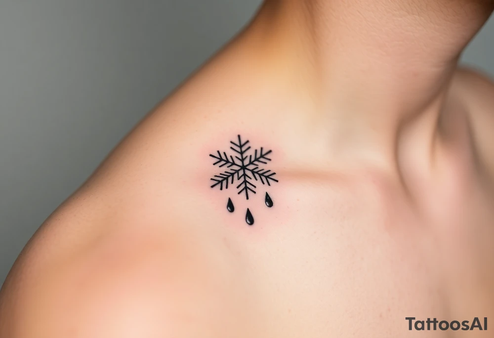 A snowflake melting and turning into rain drops tattoo idea