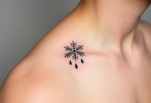 A snowflake melting and turning into rain drops tattoo idea