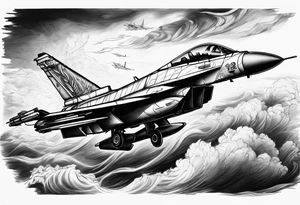 Fighter jet in a storm tattoo idea