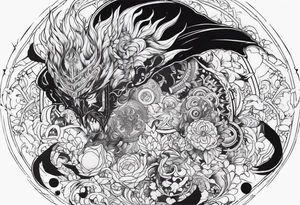I want a full sleeve manga berserk cyber sigilism tattoo idea
