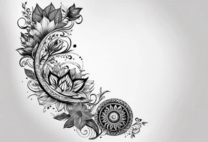 Spiritual forearm sleeve tattoo centred around the Sanskrit symbol for breathe tattoo idea