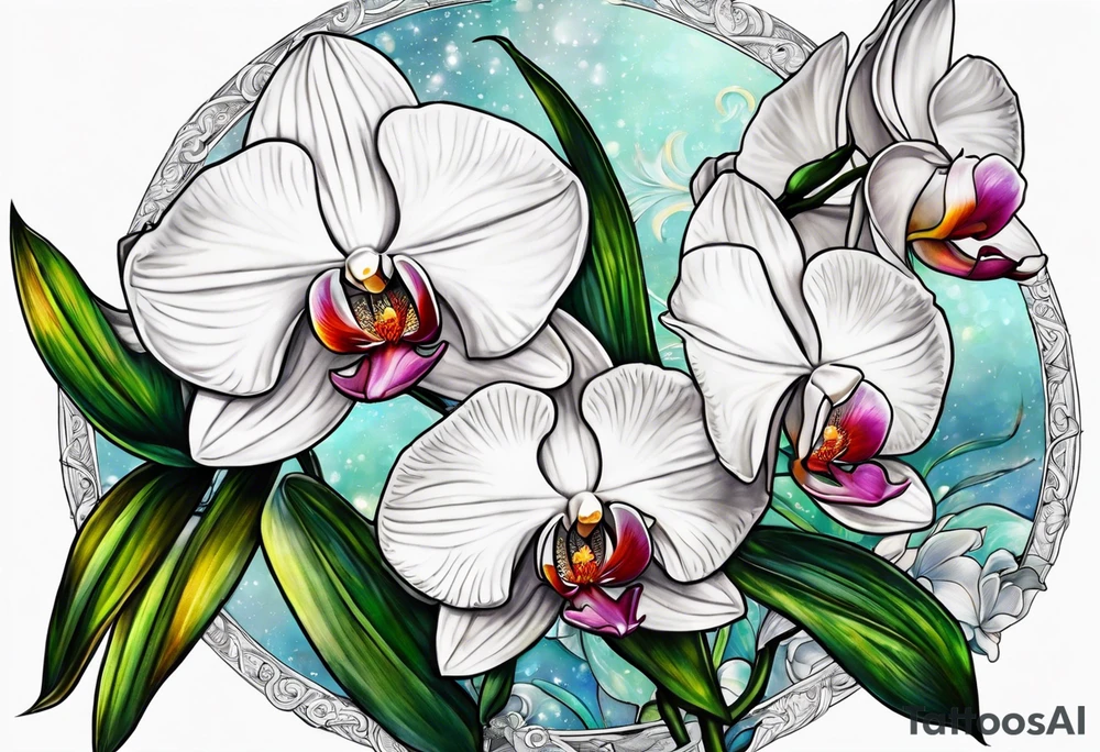 Rhaven and white orchid tattoo idea