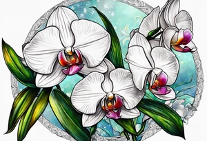 Rhaven and white orchid tattoo idea