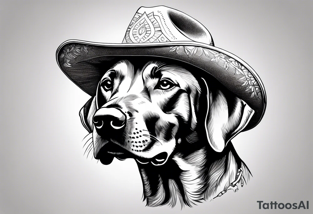 Rhodesian ridgeback wearing a cowboy hat tattoo idea