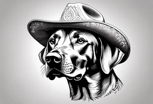 Rhodesian ridgeback wearing a cowboy hat tattoo idea