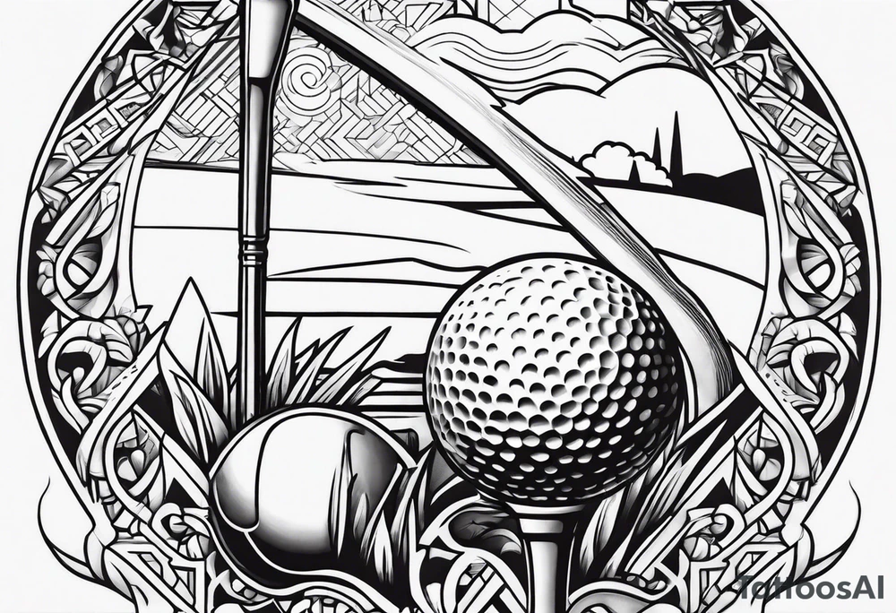 Golf theme shoulder tattoo for men tattoo idea
