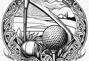 Golf theme shoulder tattoo for men tattoo idea