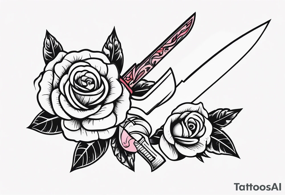 Messer mit Stacheldraht und Rose tattoo idea