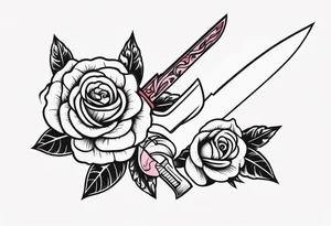 Messer mit Stacheldraht und Rose tattoo idea