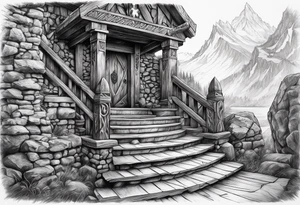 The Viking is at the bottom of the stairs that lead to the gate to Valhalla. tattoo idea