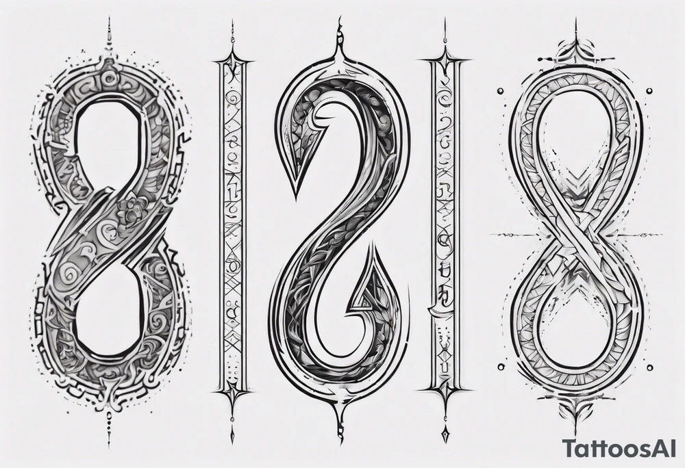 number 9 upside down and right side up connected in the middle. Tall and thin tattoo idea