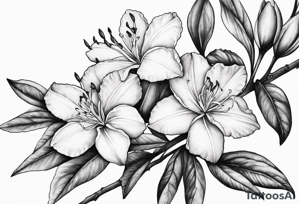 5-petal Azaleas, along a long branch tattoo idea