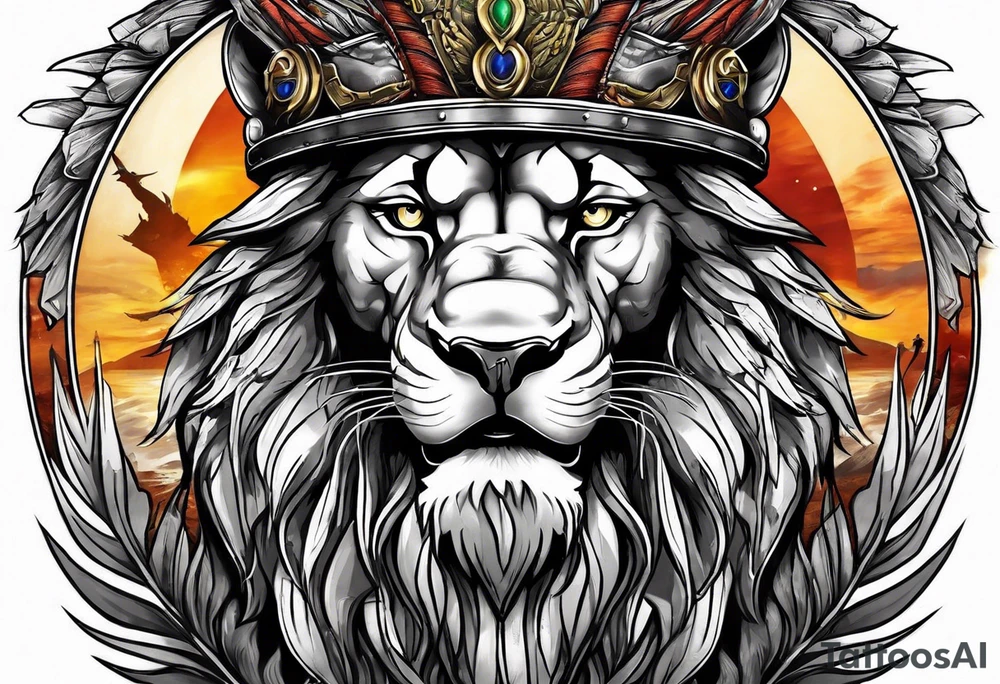 Spartan soldier in a lion tattoo idea