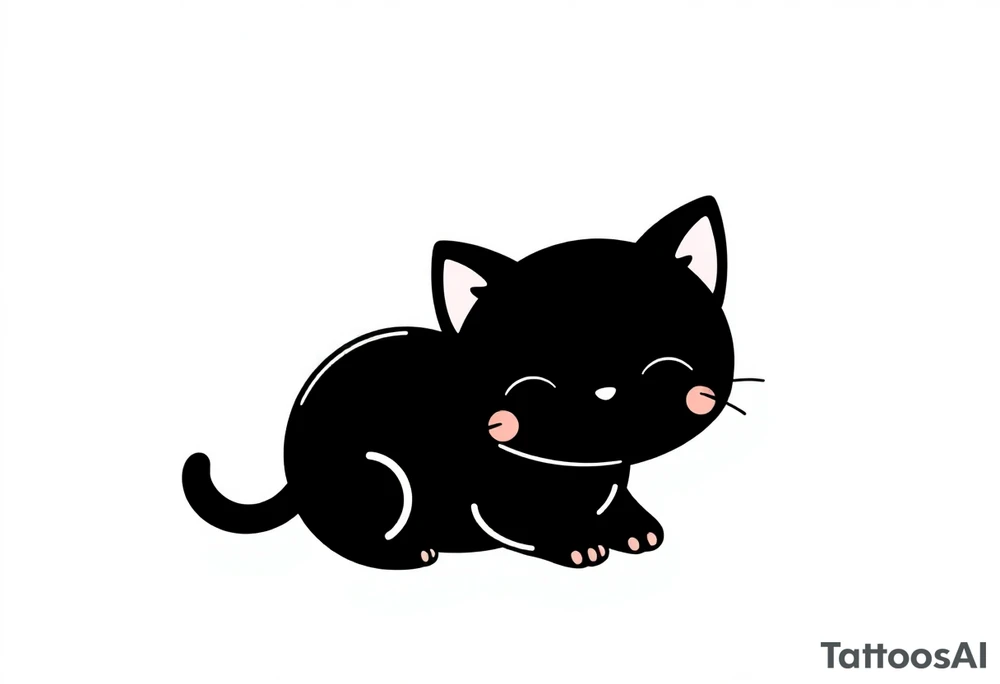 cute black cat tattoo idea
