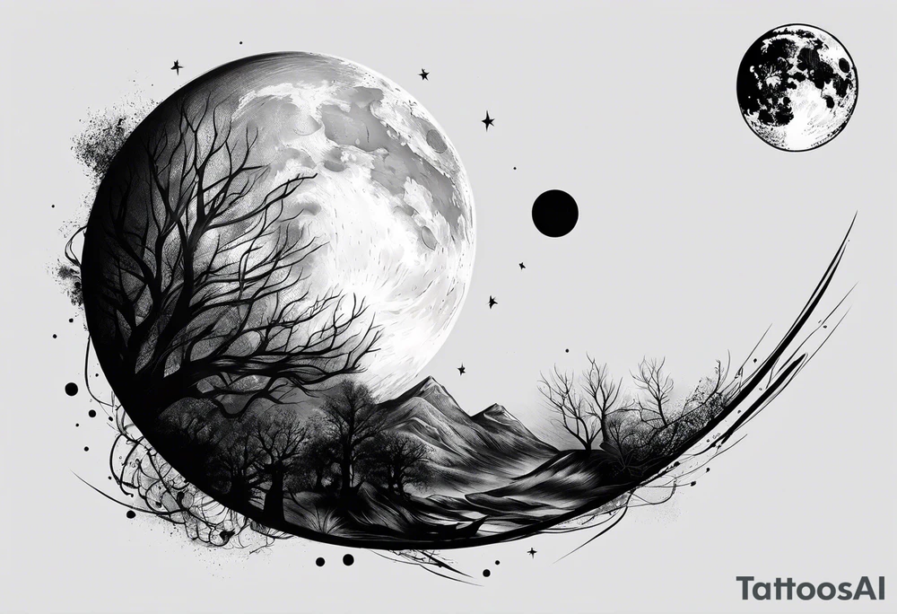 Realistic moon tattoo idea