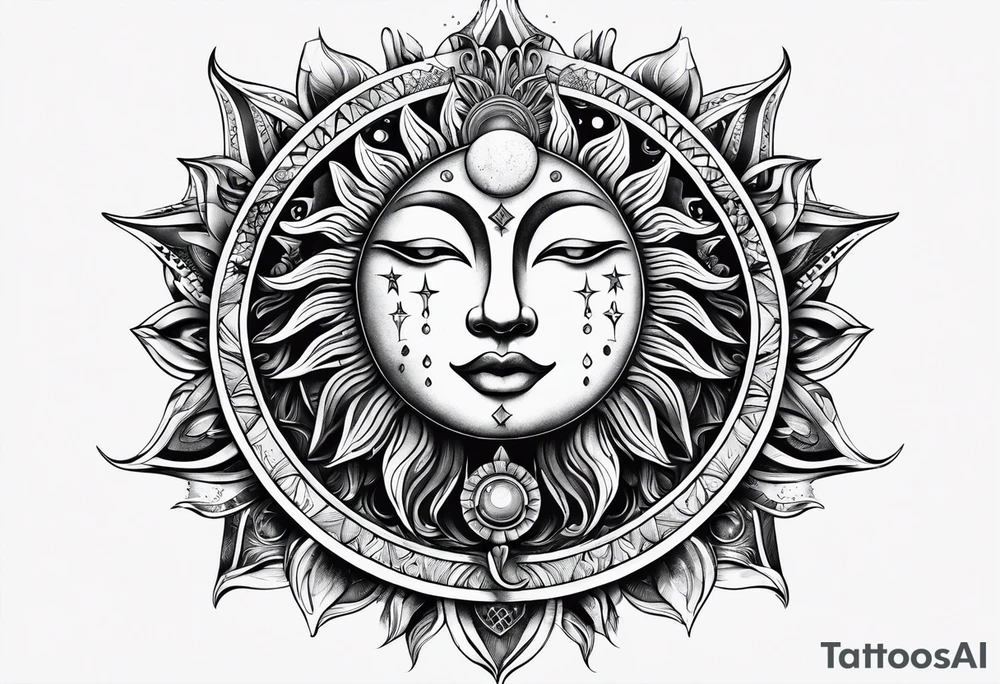 Sun and moon tattoo idea