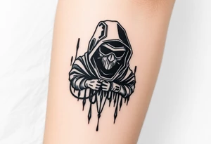 Tattoo for the top side of the forearm, black and gray, flash, hacker computer tech tattoo idea