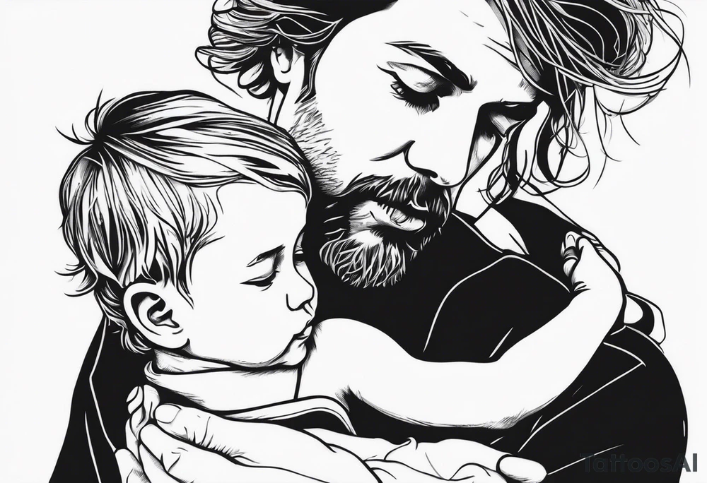 Father and son simple tattoo idea
