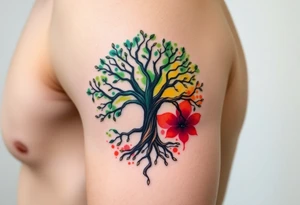 Tree of life half Jamaican colours half Irish colours tattoo idea