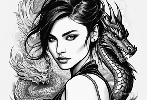 a girl and a dragon tattoo idea