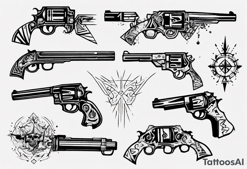 gun with blood tattoo idea