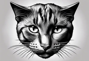 Photo realistic black cat head only facing forward add crescent moon to the left of the cat tattoo idea