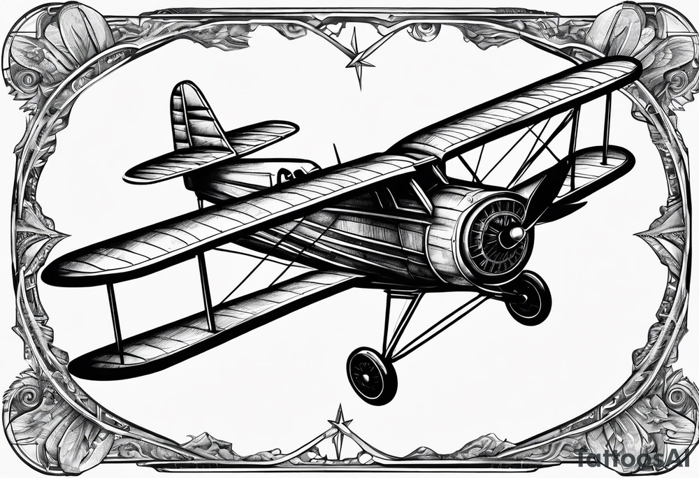 sketch of adventure plane in perspective from the bottom tattoo idea