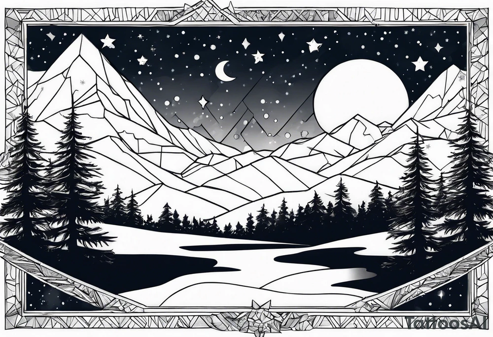Winter night sky tattoo idea