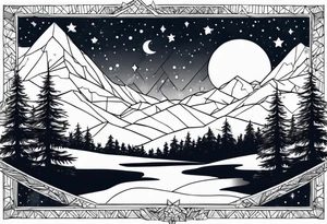 Winter night sky tattoo idea