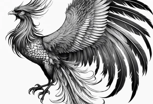 asian elegant long feathered phoenix
with a long neck, with short wings tattoo idea