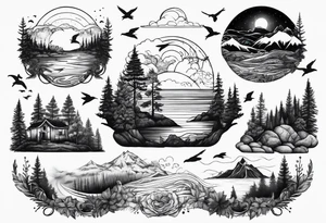 tatoo whit forest and sea for arm tattoo idea