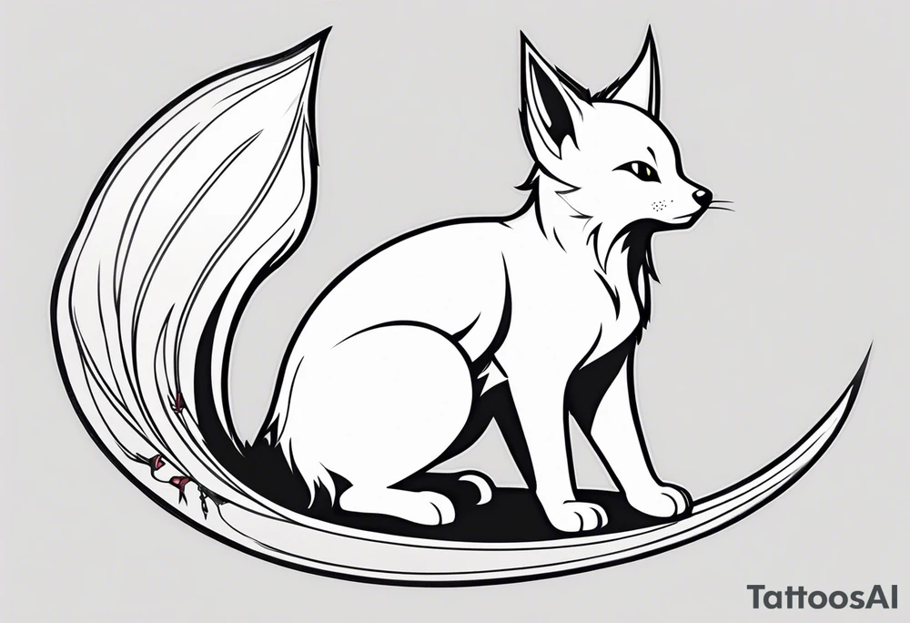 A fairy with a tail inspired by the logo of the anime show called Fairy Tail in a fetal position leaning in tattoo idea