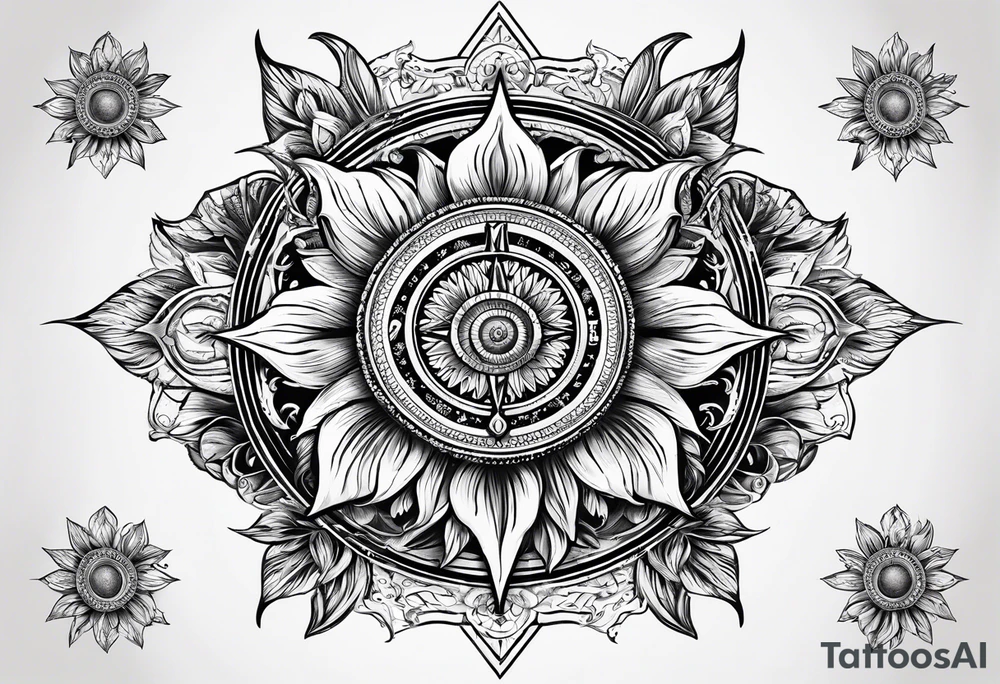 Sunflower compass, "To Thine Own Self Be True" tattoo idea