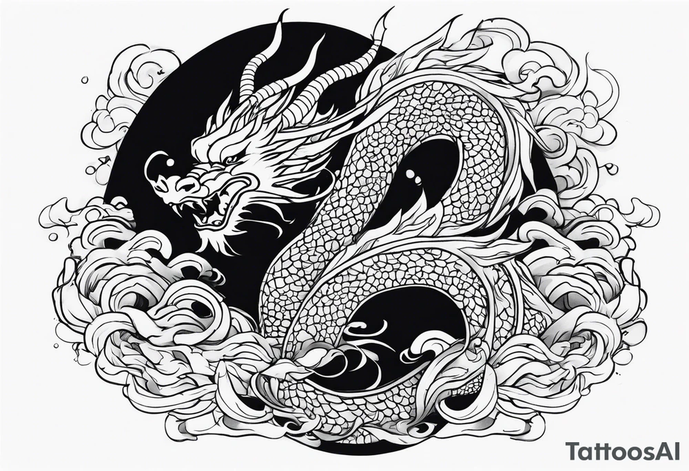 dragon hcinese in water tattoo idea