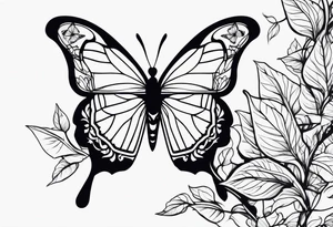 vines of leaves and butterfly tattoo idea