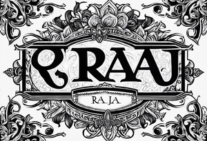 Kids names “Raaj” and “Reign” with the number 11 and crowns for their royalty tattoo idea