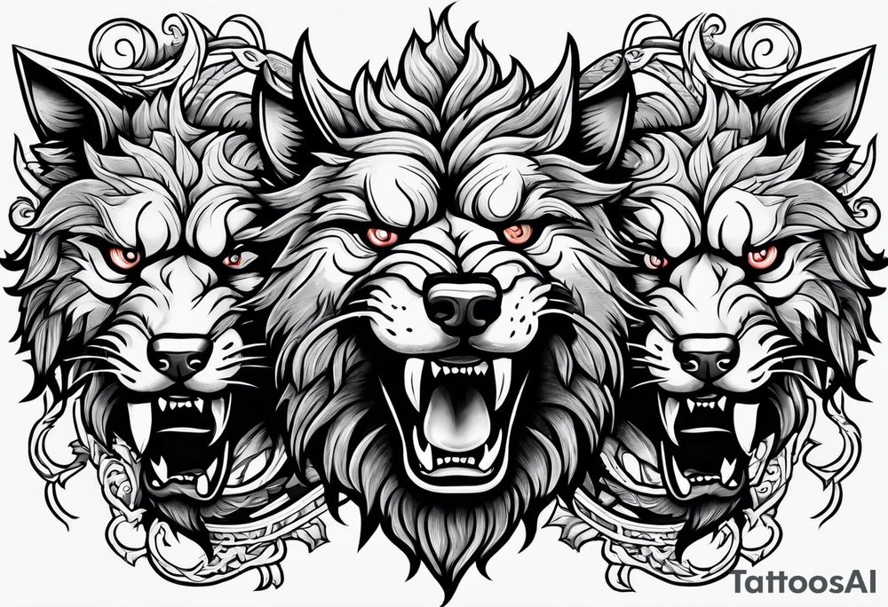 angry Cerberus tattoo idea