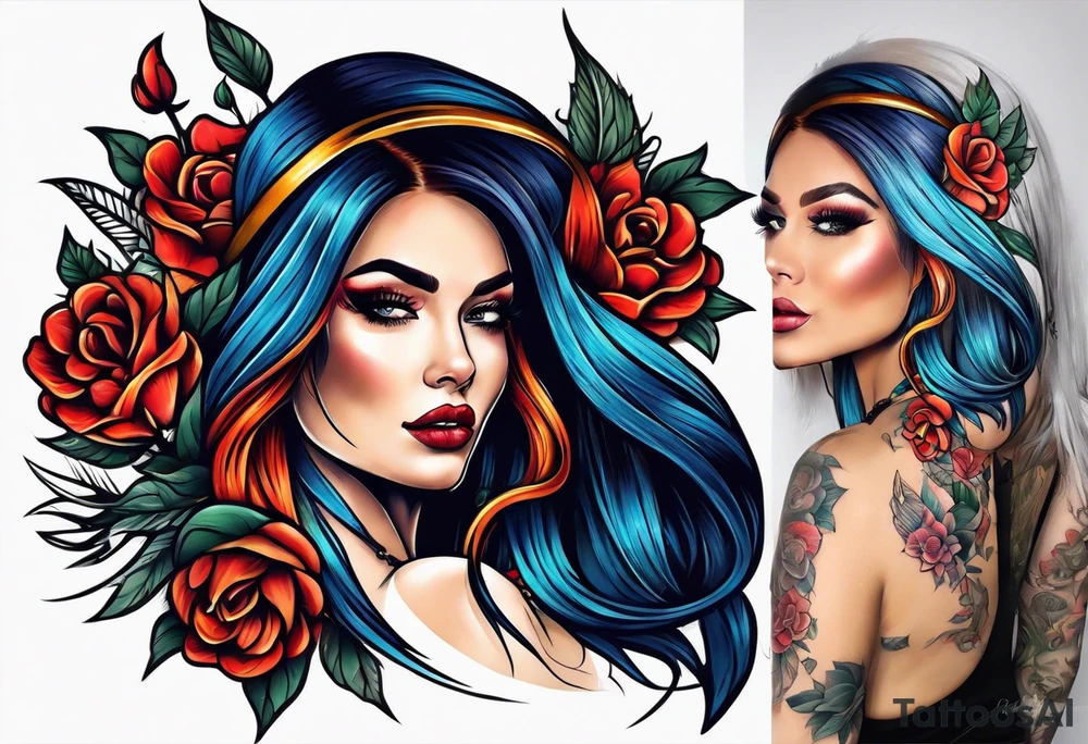 Dagger cutting off her hair tattoo idea