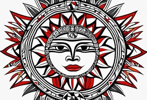 Taino tribal sun with the colors of the Puerto Rico, U.S. Virgin Islands, and Trinidad flags. tattoo idea
