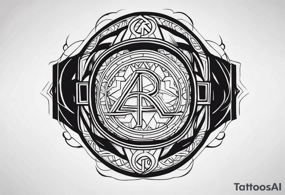 A naruto headband with the letters AR in the middle tattoo idea